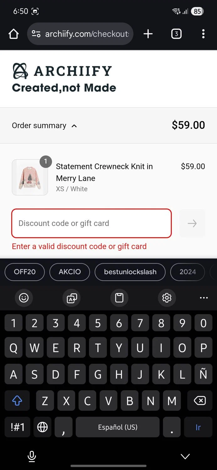 Archiify promo code screenshot showing code 1ZK7-Q2IM-4UK1 applied at Archiify checkout page. Uploaded by SimplyCodes community member CleverLynx5188 on May 29, 2025