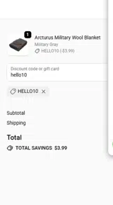 hello10 coupon verification screenshot