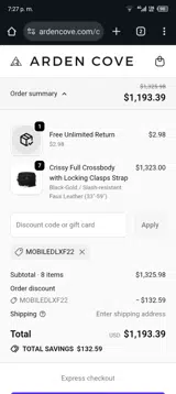 MOBILEDLXF22 coupon verification screenshot