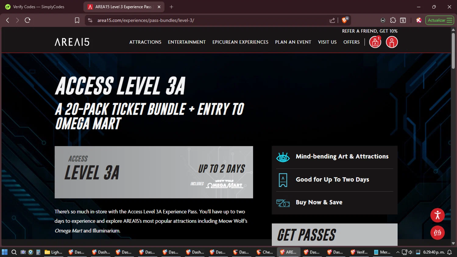 AREA15 promo code screenshot showing code FRESHMAN15 applied at AREA15 checkout page. Uploaded by SimplyCodes community member Shizuku on Jan 18, 2026