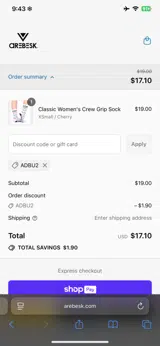 Arebesk coupon verification screenshot