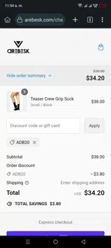 Arebesk coupon verification screenshot