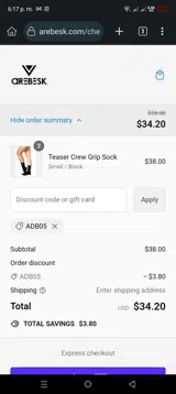 Arebesk coupon verification screenshot