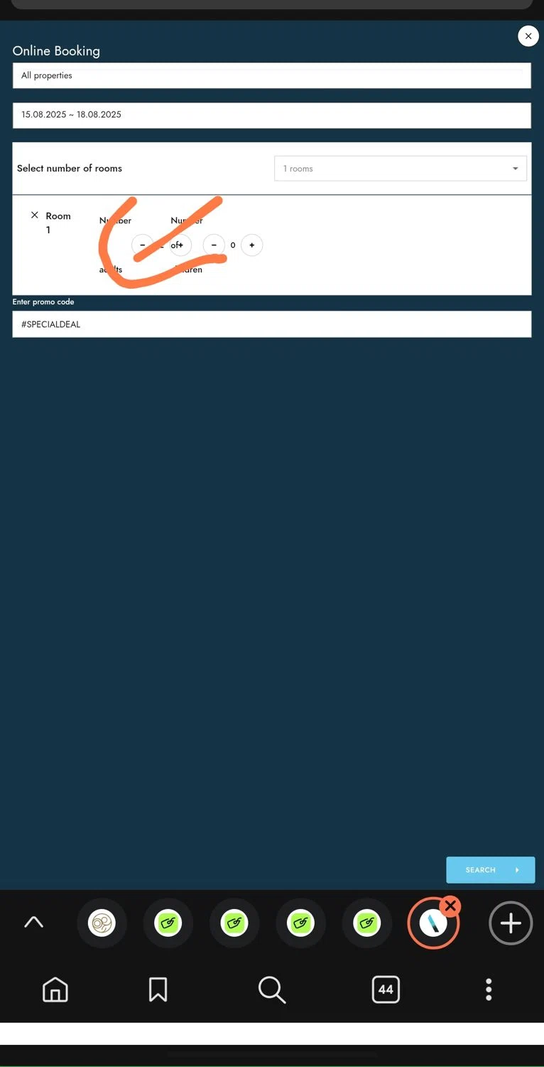 Arena Hotels promo code screenshot showing code SPECIALDEAL applied at Arena Hotels checkout page. Uploaded by SimplyCodes community member Dejadepicharme on Aug 15, 2025