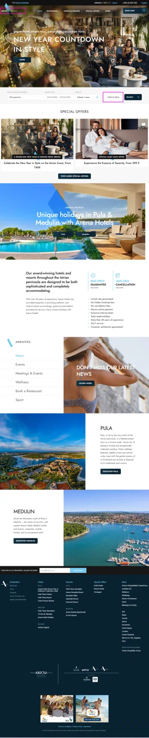 Arena Hotels promo code screenshot showing code #SPECIALDEAL applied at Arena Hotels checkout page. Uploaded by SimplyCodes community member mrdarcy on Dec 9, 2025