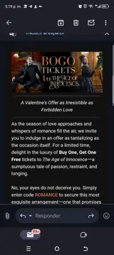 Romance coupon verification screenshot