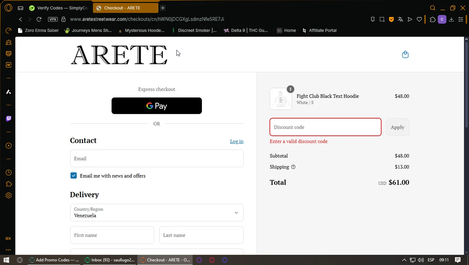 ARETE coupon code screenshot showing code weekend10 applied at ARETE checkout page. Uploaded by SimplyCodes community member ExtraordinaryPhoenix3689 on Jul 17, 2025