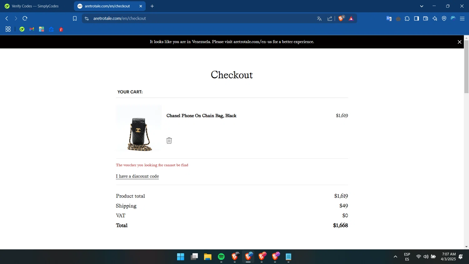 A Retro Tale discount code screenshot showing code lovevintage2025art applied at A Retro Tale checkout page. Uploaded by SimplyCodes community member goroeditor on Apr 3, 2025