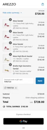 FIRST20 coupon verification screenshot