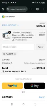 Argendon coupon verification screenshot