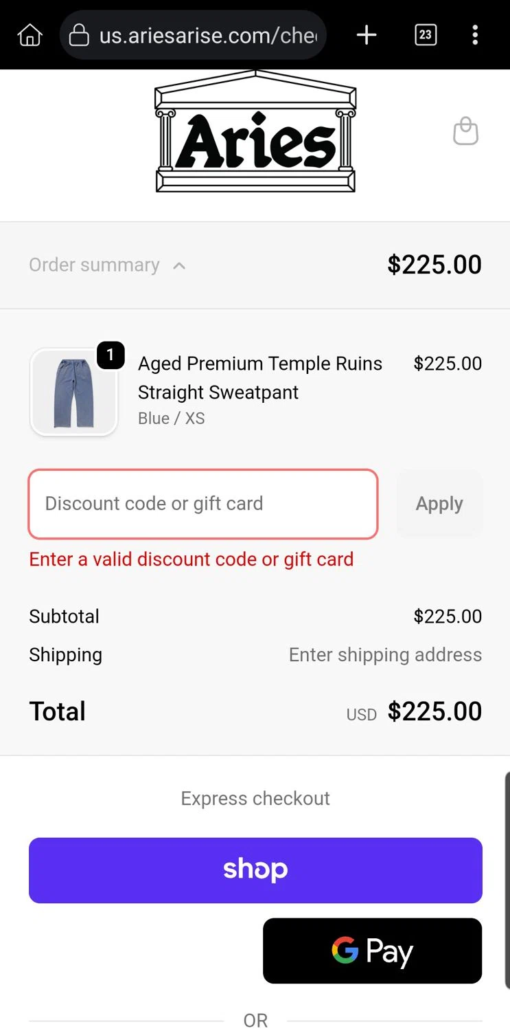 Aries discount code screenshot showing code EASTER30 applied at Aries checkout page. Uploaded by SimplyCodes community member Carloslvz on Feb 15, 2026