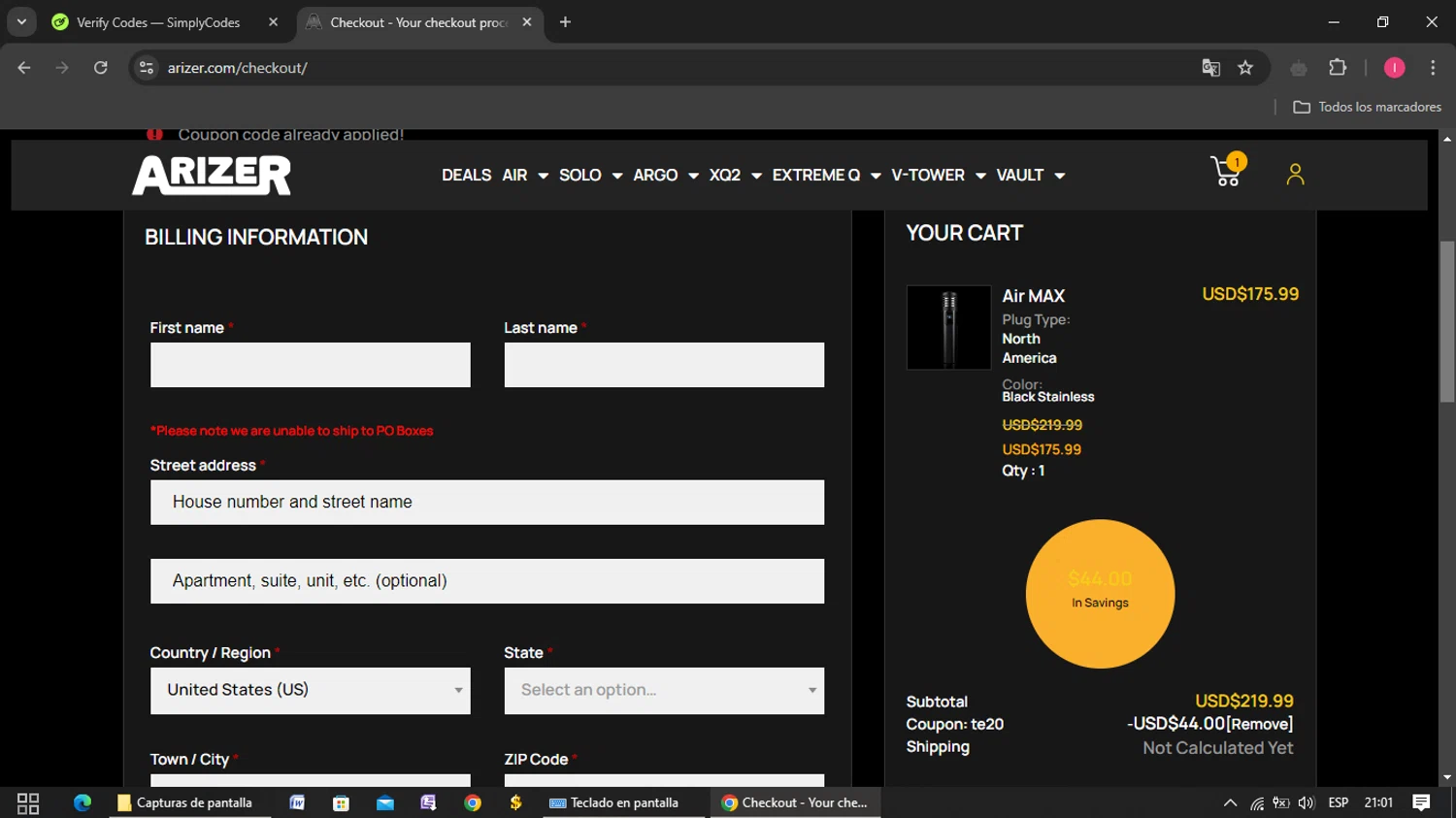 how to use Arizer coupons