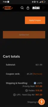 wcb coupon verification screenshot