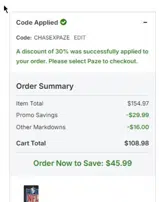 Arizona Cardinals coupon verification screenshot