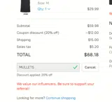 Mullets coupon verification screenshot