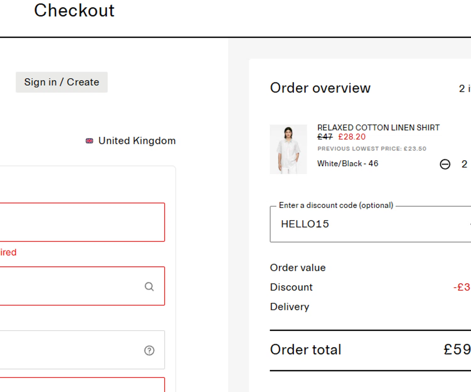 Arket discount code screenshot showing code HELLO15 applied at Arket checkout page. Uploaded by SimplyCodes community member TheQueenoftheRoyalty on Aug 23, 2025