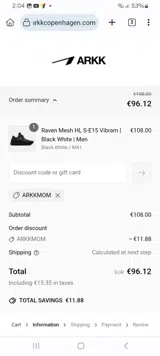 ARKK Copenhagen coupon verification screenshot
