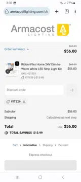 Armacost Lighting coupon verification screenshot