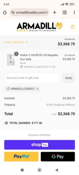 ARMADILLOSAFES coupon verification screenshot
