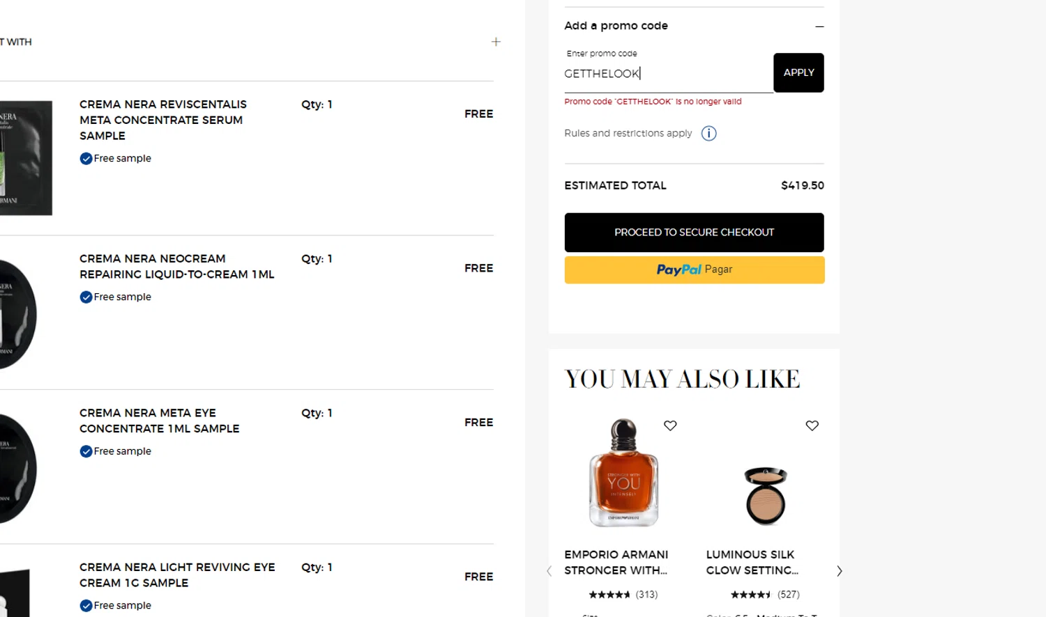 Armani beauty promo code best sale