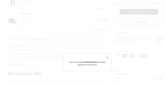 Armani Exchange checkout page showing Armani Exchange promo code box | Screenshot taken by SimplyCodes community member on Nov 10, 2020