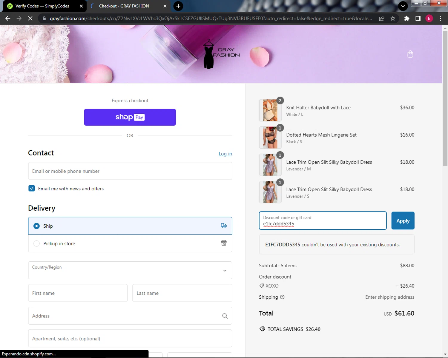 Armani Exchange promo code screenshot showing code flashextra20 applied at Armani Exchange checkout page. Uploaded by SimplyCodes community member Arambulet on Feb 18, 2025