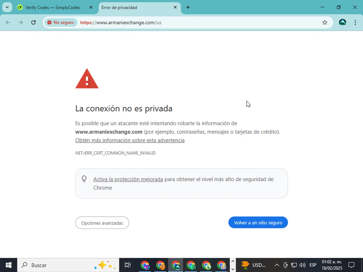Armani Exchange promo code screenshot showing code flashextra20 applied at Armani Exchange checkout page. Uploaded by SimplyCodes community member ingri85 on Feb 18, 2025