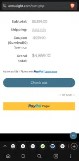 Survival10 coupon verification screenshot