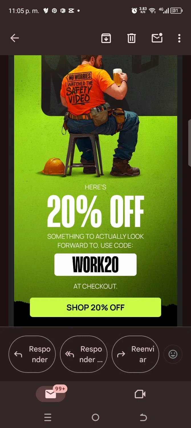 Armed American Supply promo code screenshot showing code Work20 applied at Armed American Supply checkout page. Uploaded by SimplyCodes community member kellymoreno on Jul 21, 2025