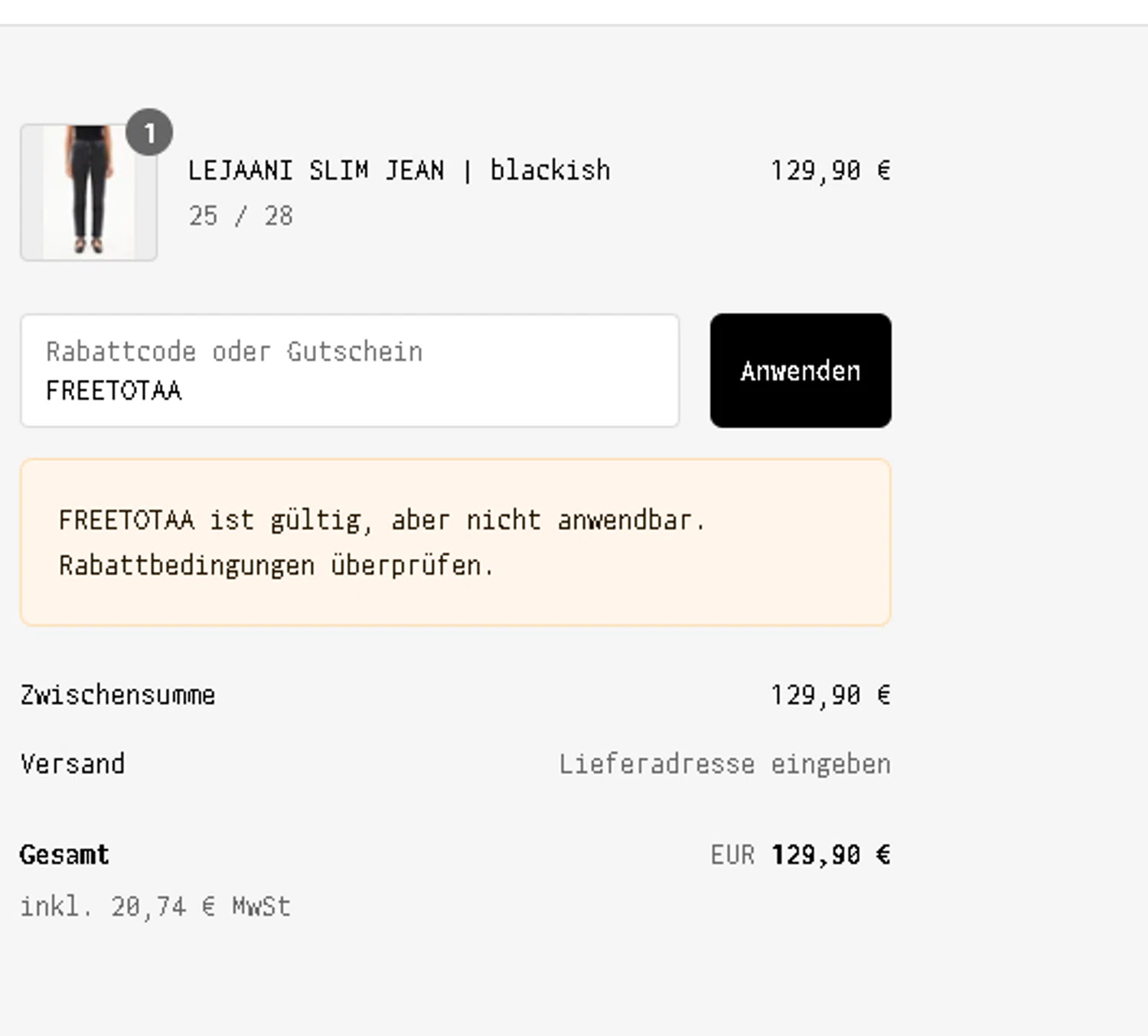 ARMEDANGELS promo code screenshot showing code FREETOTAA applied at ARMEDANGELS checkout page. Uploaded by SimplyCodes community member Netheryno on Aug 18, 2025