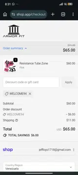 WELCOME94 coupon verification screenshot