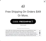 FREESHIP49 coupon verification screenshot