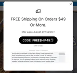 FREESHIP49 coupon verification screenshot