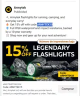 ARMYTEK15 coupon verification screenshot