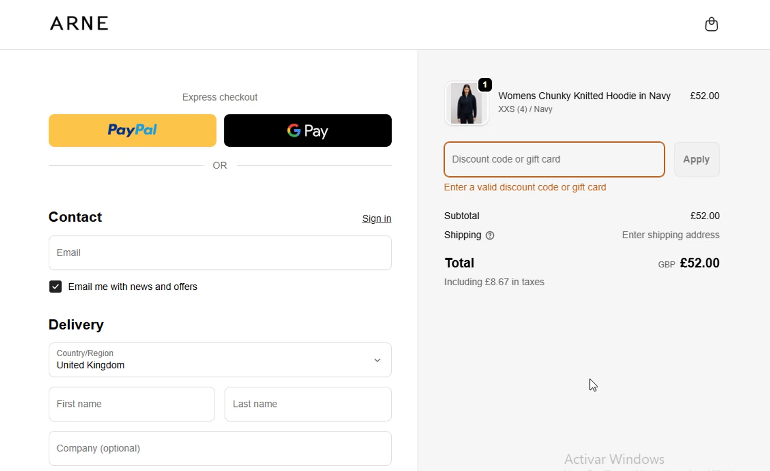 ARNE discount code screenshot showing code take10 applied at ARNE checkout page. Uploaded by SimplyCodes community member WonderW on Jan 30, 2026
