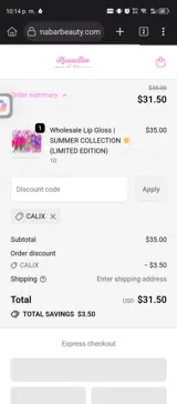 CALIX coupon verification screenshot