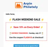 FLASH10 coupon verification screenshot