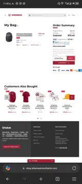 Arkansas Razorbacks coupon verification screenshot