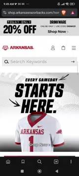 Arkansas Razorbacks coupon verification screenshot