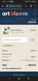 TAKE15 coupon verification screenshot