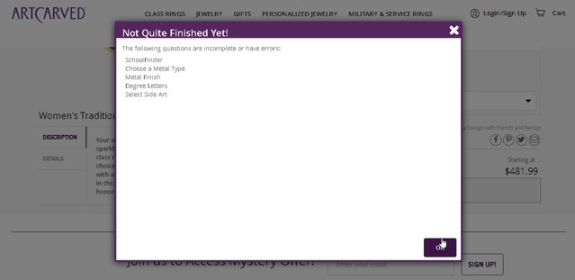 ArtCarved checkout page showing ArtCarved coupon code box | Screenshot taken by SimplyCodes community member on Feb 6, 2025
