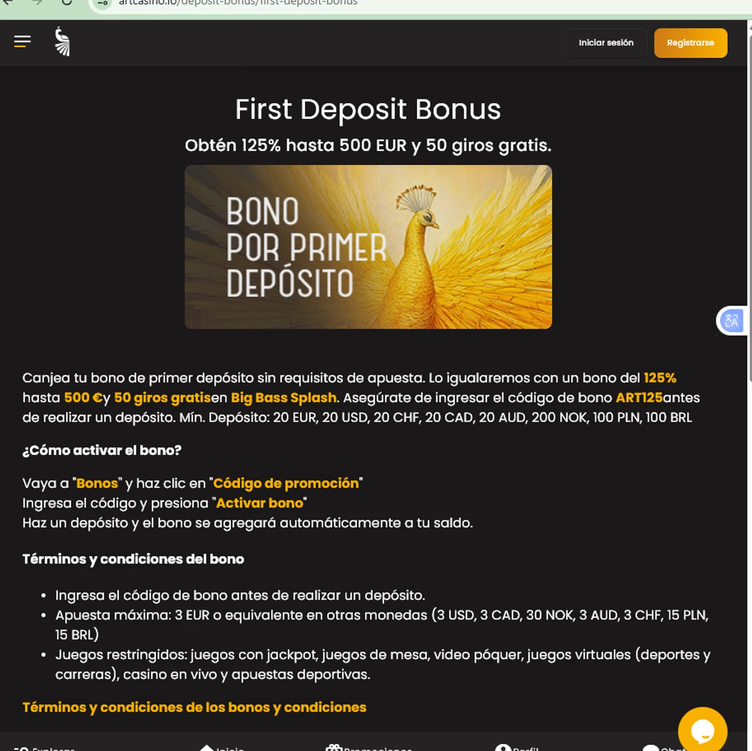 Art Casino promo code screenshot showing code ART125 applied at Art Casino checkout page. Uploaded by SimplyCodes community member SavingsPro6397 on Dec 15, 2025