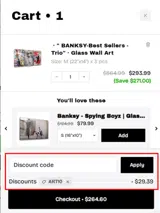 art10 coupon verification screenshot