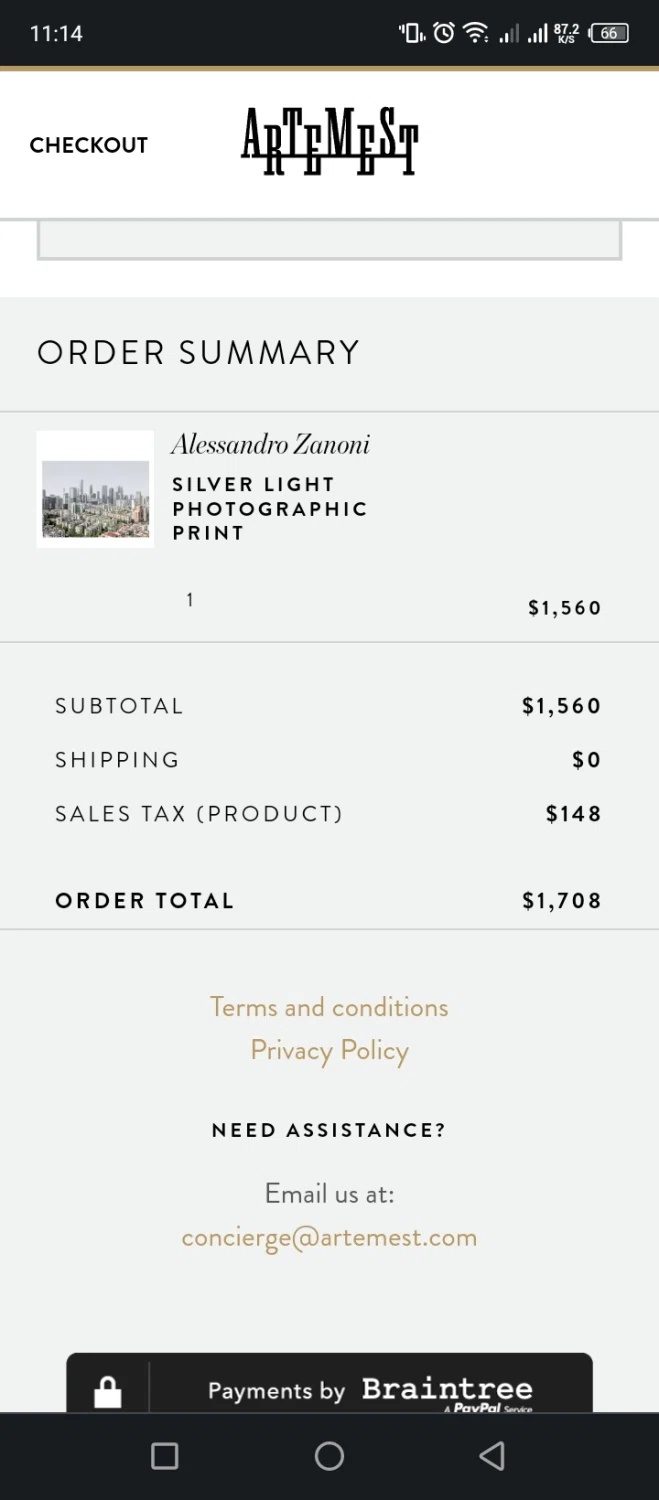 Artemest checkout page showing Artemest discount code box | Screenshot taken by SimplyCodes community member on Apr 13, 2023