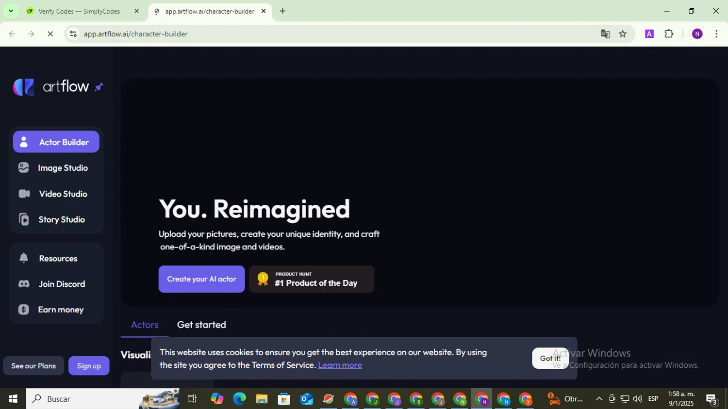 Artflow.ai promo code screenshot showing code HALLOWEEN2024 applied at Artflow.ai checkout page. Uploaded by SimplyCodes community member QuestOwl9632 on Jan 9, 2025