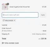 WELCOME35 coupon verification screenshot