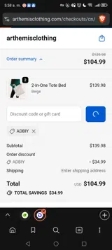 Arthemisclothing coupon verification screenshot