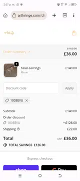 100SEVU coupon verification screenshot