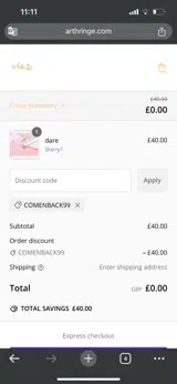 COMENBACK99 coupon verification screenshot
