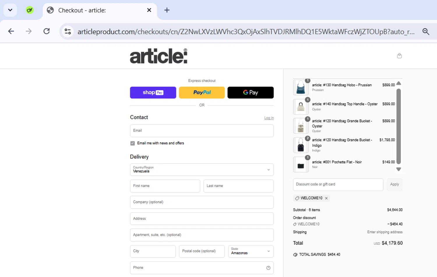 article: discount code screenshot showing code WELCOME10 applied at article: checkout page. Uploaded by SimplyCodes community member ExtraordinarySeeker9807 on Jun 15, 2025
